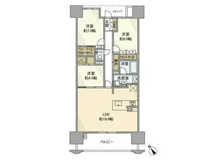 グランフォーリア安城(3LDK/8階)の間取り写真