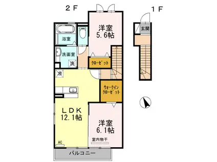 アリエッタ桜井(2LDK/2階)の間取り写真