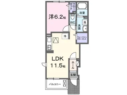 ルリエ西岡崎(1LDK/1階)の間取り写真