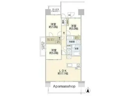 リコット新安城駅前(3LDK/14階)の間取り写真