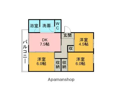 パビリオン大西(3DK/5階)の間取り写真