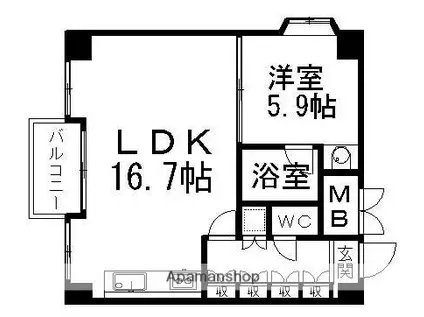 シャトーヨサミ(1LDK/3階)の間取り写真