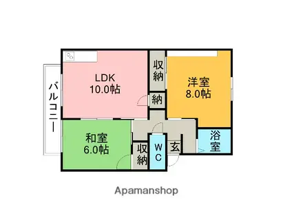 パークハイツ都 A(2LDK/2階)の間取り写真