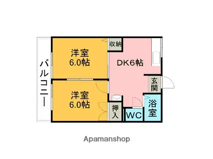 ウイング塩田A(2DK/1階)の間取り写真
