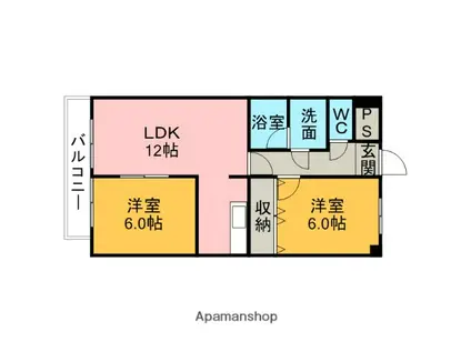 サンハイツ綾(2LDK/1階)の間取り写真