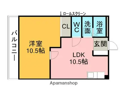 グリーンヒルズ(1LDK/1階)の間取り写真
