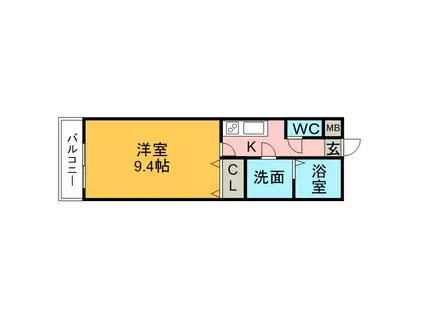 アンプルールブワエトワル(1K/2階)の間取り写真