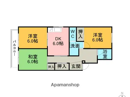 ホーメーマンション(3DK/2階)の間取り写真
