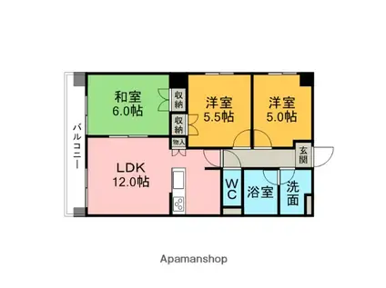 サンコートAOKI(3LDK/3階)の間取り写真