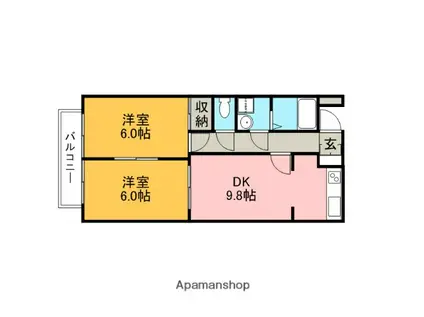 レジャンス(2DK/2階)の間取り写真