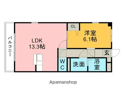 サンハイム西山(1LDK/2階)の間取り写真