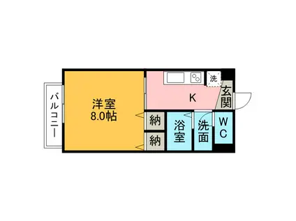 グリーンシティⅡ(1K/1階)の間取り写真