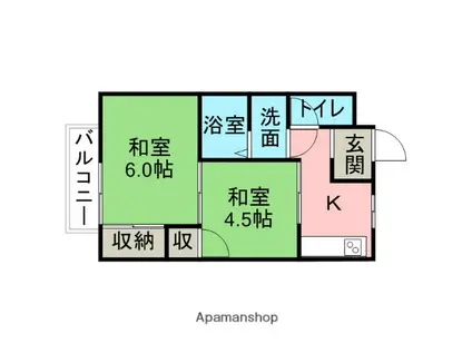 フォレスト神明B(2K/1階)の間取り写真