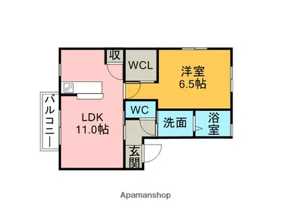 カトル・セゾンA棟(1LDK/1階)の間取り写真