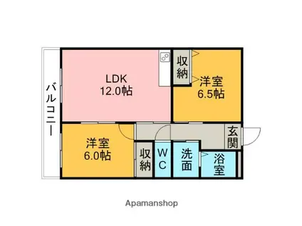 スマイリータウンⅠ(2LDK/3階)の間取り写真