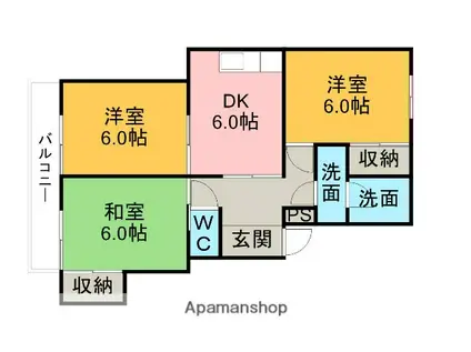 サンライト東刈谷(3DK/3階)の間取り写真