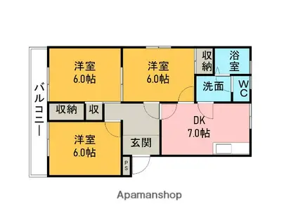 マンション鈴木Ⅰ(3DK/3階)の間取り写真