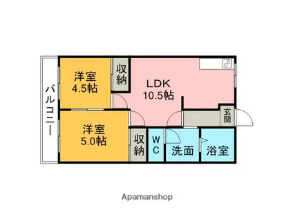コーポラス鳳凰(2LDK/1階)の間取り写真
