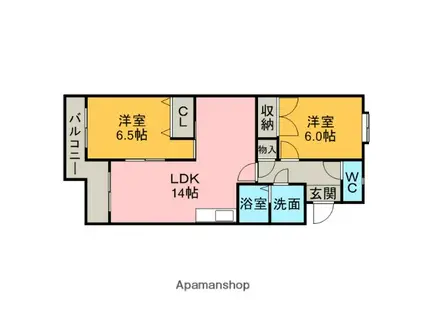 プロビデンス新富(2LDK/1階)の間取り写真