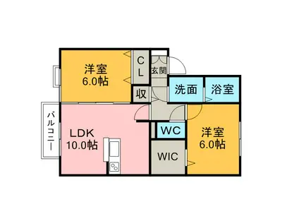 クレール(2LDK/2階)の間取り写真