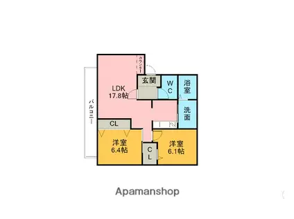 アメニティ住吉E(3LDK/2階)の間取り写真