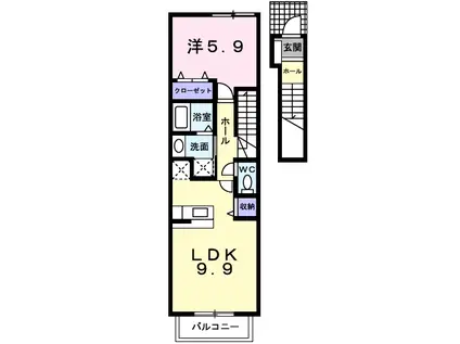 サン・ライズ(1LDK/2階)の間取り写真