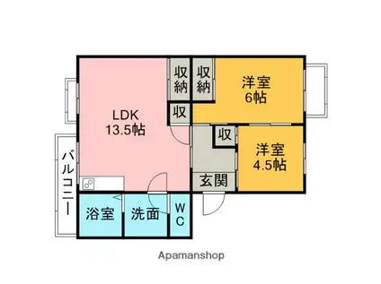 ドエル高須(2LDK/2階)の間取り写真