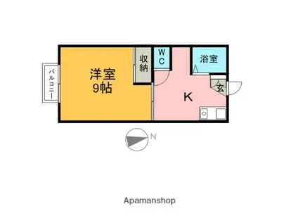 セジュール小林(1K/1階)の間取り写真