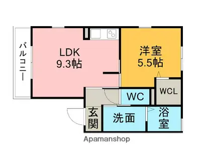 ESPOIR(1LDK/1階)の間取り写真