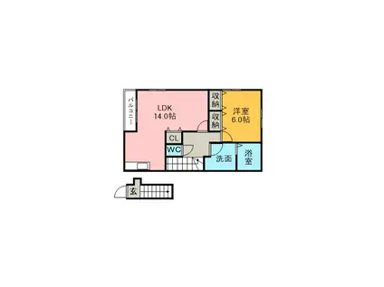 アンプルールリーブルQUATRE(1LDK/1階)の間取り写真