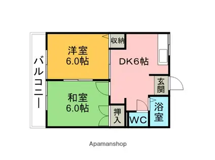 ウイング塩田 B(2DK/2階)の間取り写真