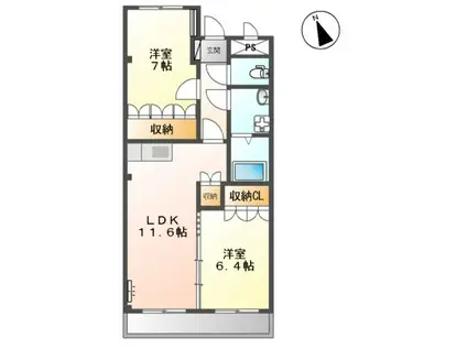 エレガンス みのり(2LDK/2階)の間取り写真