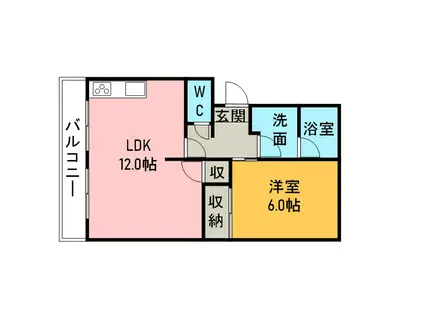 ダイアローグA(1LDK/2階)の間取り写真