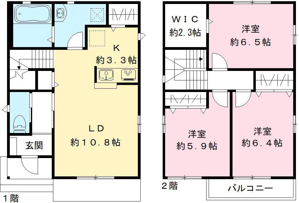 名鉄名古屋本線 富士松駅 徒歩5分 2階建 築14年(3LDK)の間取り写真