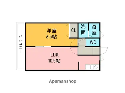エクセレント F・K(1LDK/2階)の間取り写真