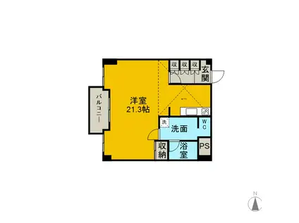 シャトーヨサミ(1K/6階)の間取り写真