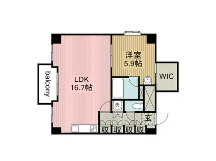 シャトーヨサミ(1LDK/3階)の間取り写真