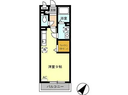 パークハイム A棟(ワンルーム/2階)の間取り写真