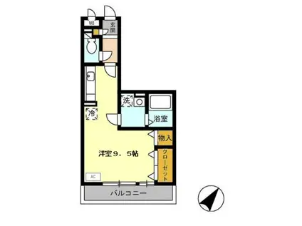 パークハイム C棟(ワンルーム/2階)の間取り写真