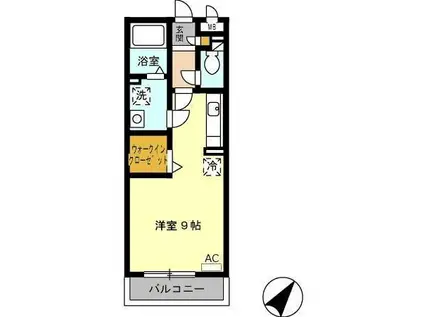 パークハイム C棟(ワンルーム/1階)の間取り写真