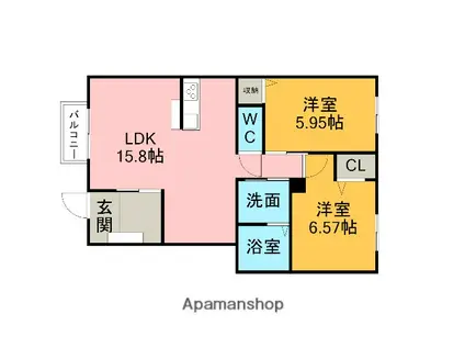 すずらんハイム(2LDK/1階)の間取り写真