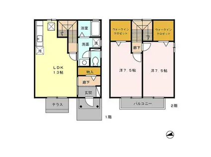 ぷらつとS・OKINO A(2LDK)の間取り写真