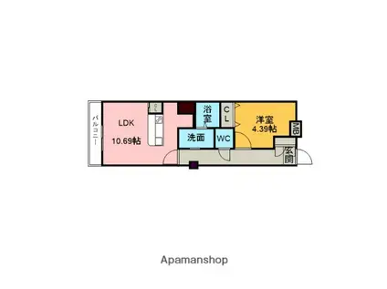 リバーサイド東洋(1LDK/3階)の間取り写真