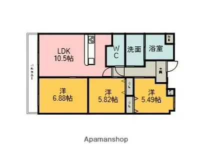 リバーサイド東洋(2LDK/2階)の間取り写真