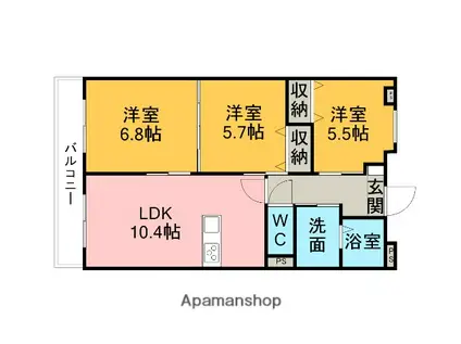 リバーサイド東洋(2LDK/2階)の間取り写真