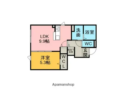 COMMONS・SKY(1LDK/1階)の間取り写真