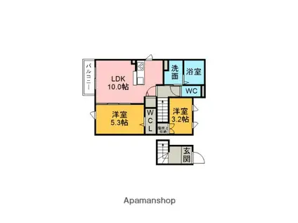 COMMONS・SKY(2LDK/2階)の間取り写真