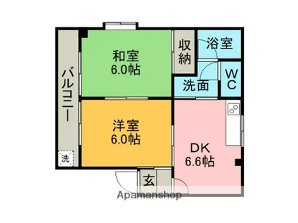 ハイツ桜雅C棟(2DK/2階)の間取り写真