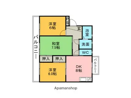 ボナールYATA(3DK/4階)の間取り写真