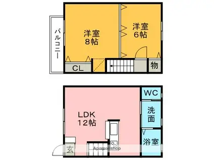 ペアーズⅠ(2LDK)の間取り写真